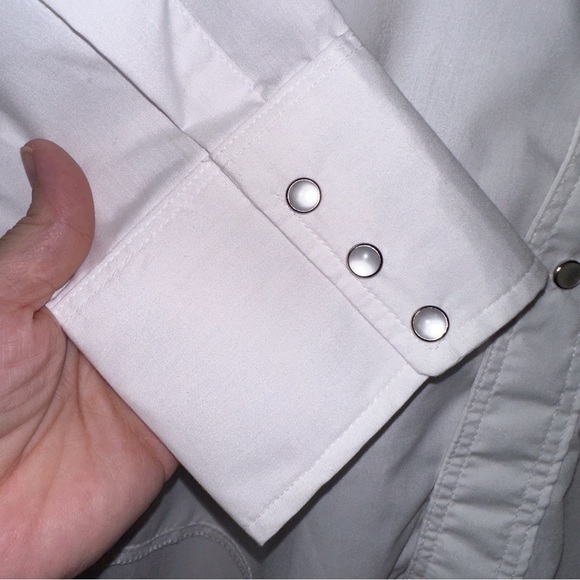 Wrangler Vintage Shirt Men XL 17 1/2-35 X-Long Tails White Pearl Snap - Picture 6 of 11